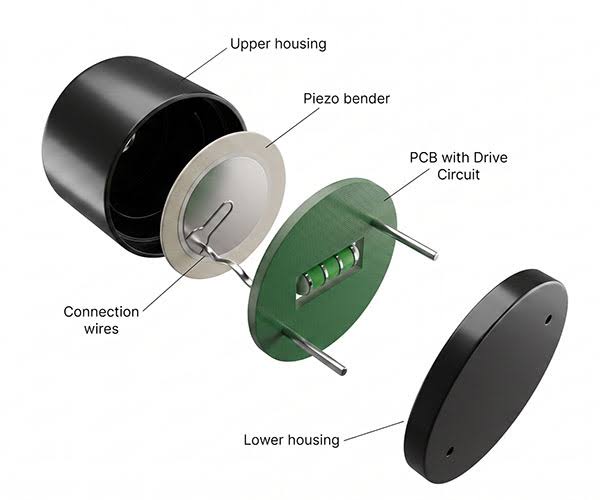 Cấu trúc bên trong còi chíp Piezo